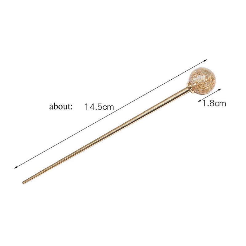 Luzen 2Pcs Simple Elegant Round Ball Metal Hair Stick Fork Chignon Pin Lollipop Shape Decorative Hairpin Chopsticks Hair Jewelry for Women Lady Teen Fashion Hair Updo Making Accessories, Silver and Gold - Image 5